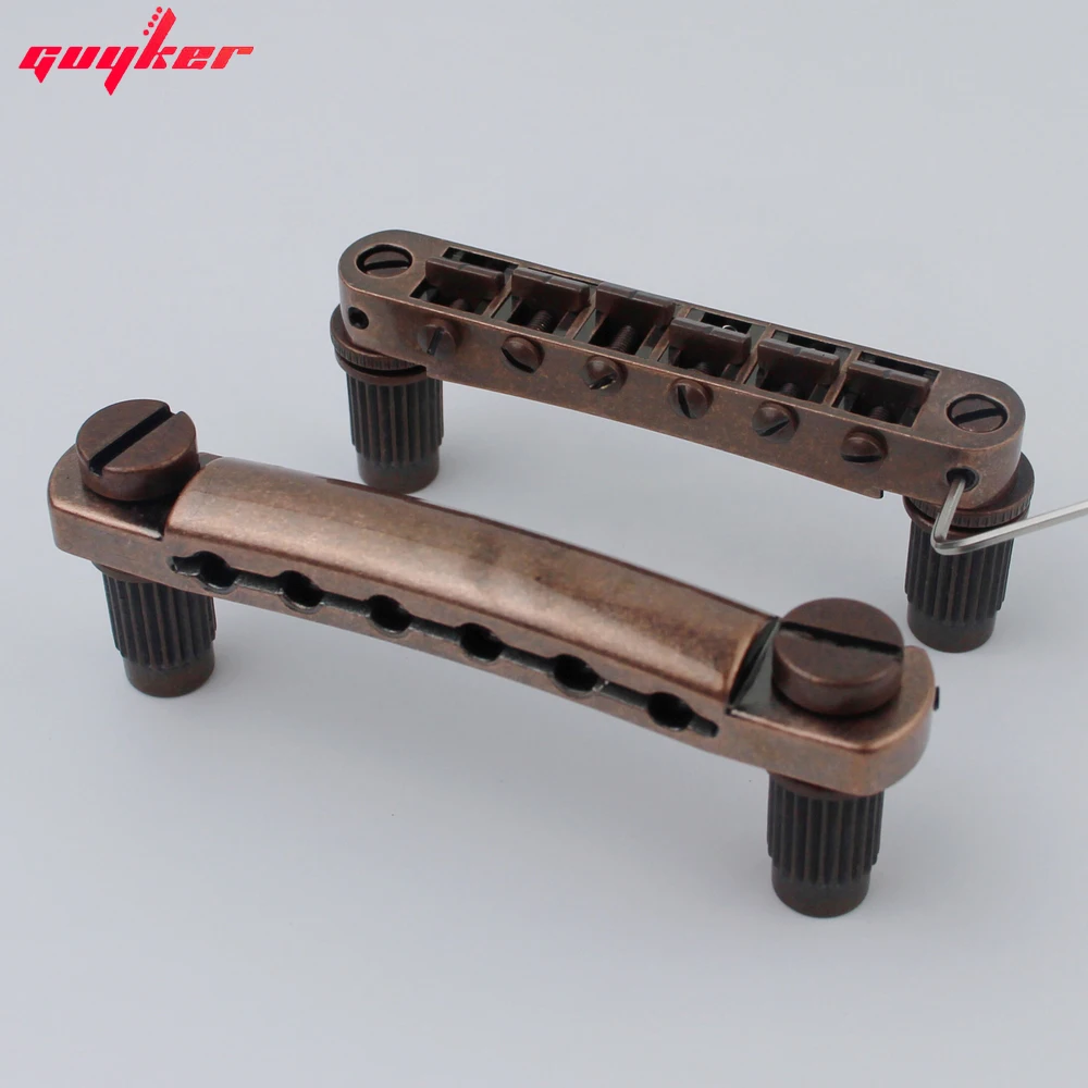 Guitarra barra de parada tailpiece com âncoras + tune o matic studs cor bronze para lp sg guitarras