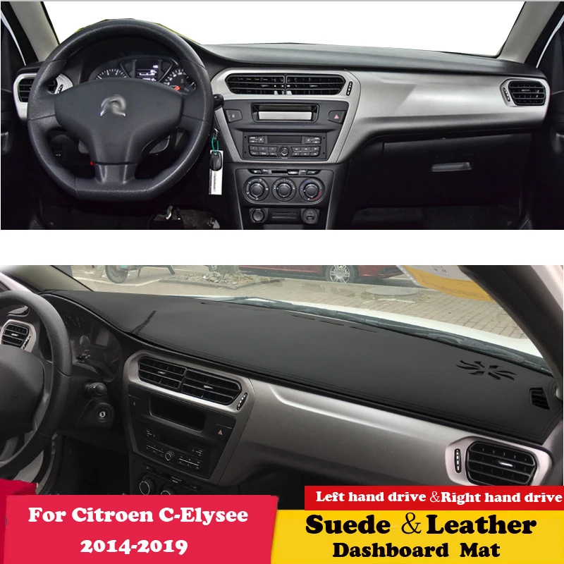 

For Citroen C-Elysee 2014 2016-2019 C Elysee Leather Dashmat Dashboard Cover Pad Dash Mat Carpet Car-Styling Accessories Suede