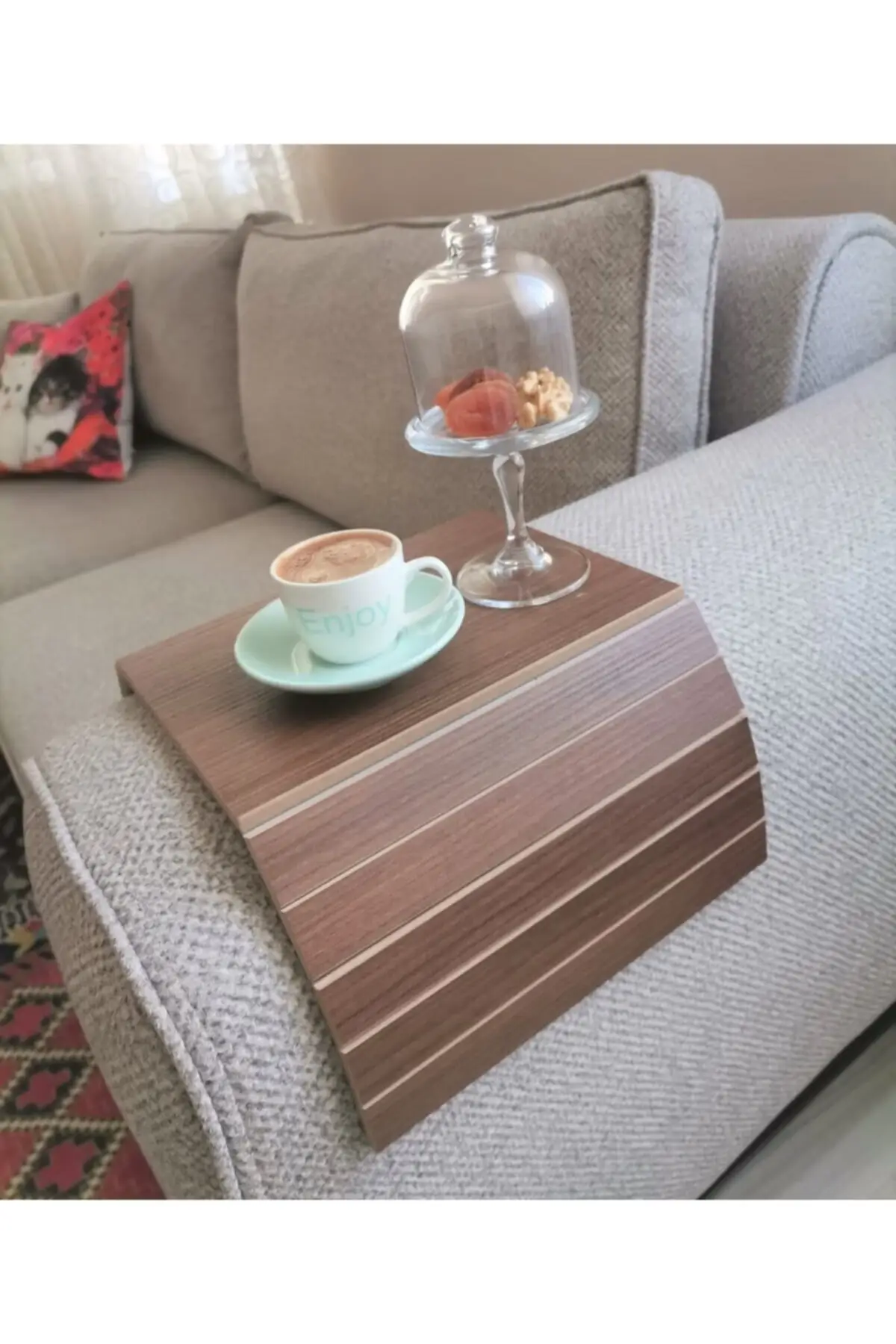 Table basse d'appoint Portable en noyer 27x48 cm, 2 pièces