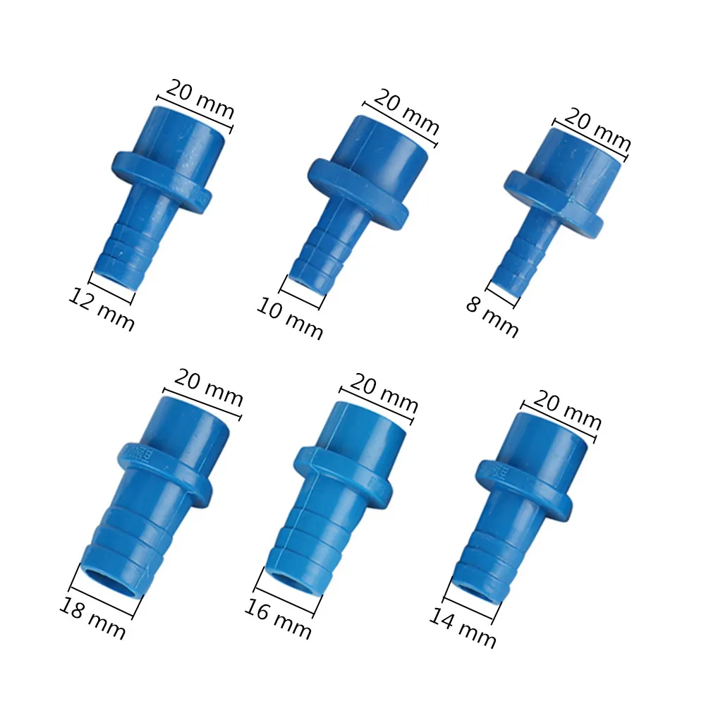 3Pcs Garden Water Connectors ID 20mm Thicken PVC Straight Reducing Connector 8/10/12/14/16/18 Barbed Fish Tank Drainage Adapter