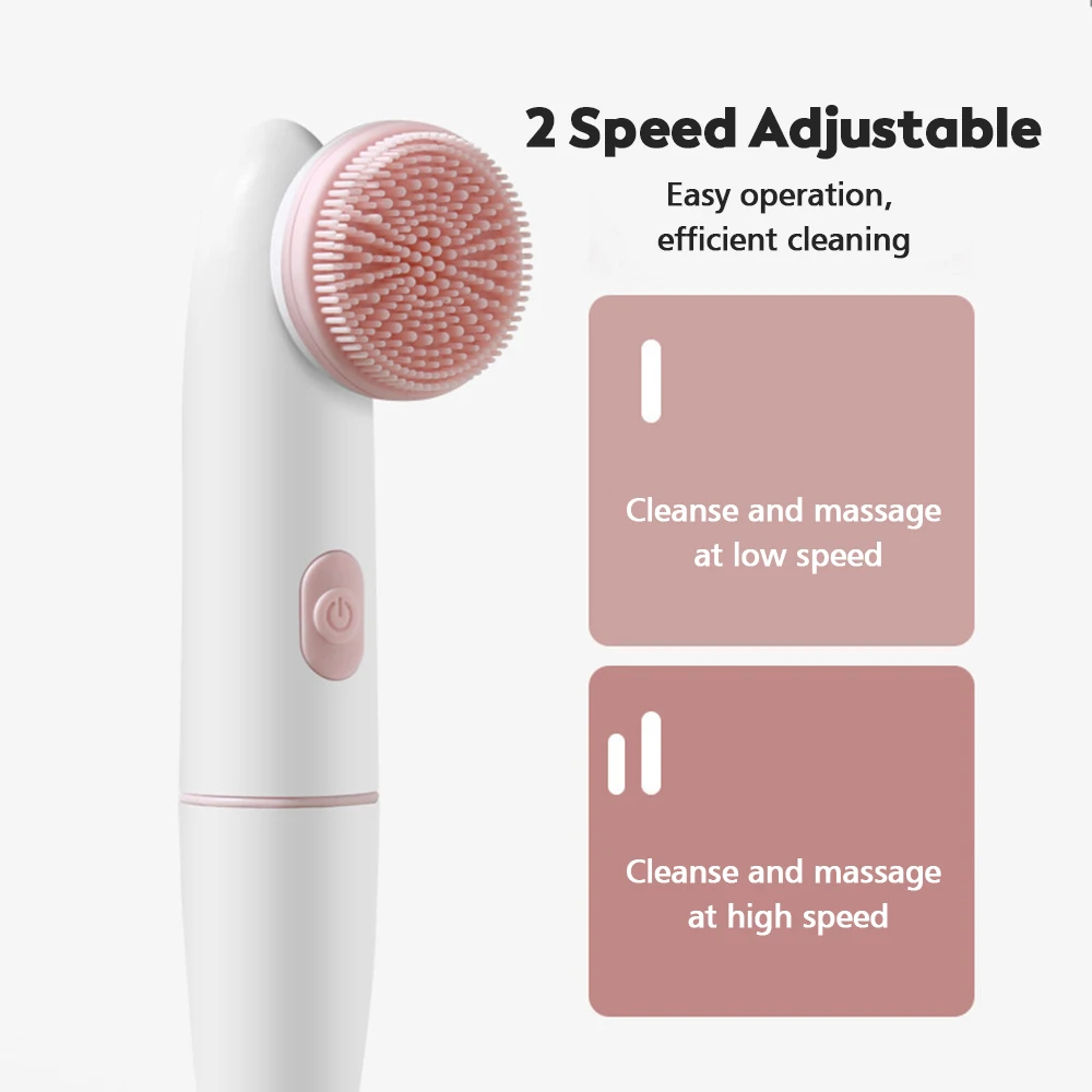 2 in 1 Electric Facial Cleansing Brush Wireless Facial Cleansing Device Vibrating Face Brush Deep Cleaning Skin Peeling Cleanse