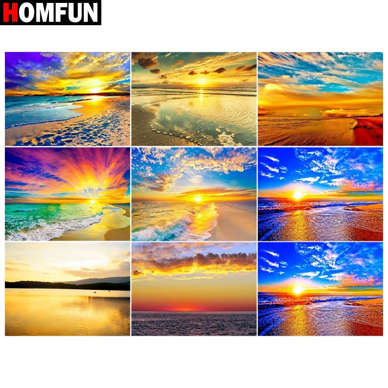 

HOMFUN 5D DIY Full Diamond Embroidery "Sky sea colored" Diamond Painting Cross Stitch Rhinestone Home Decoration