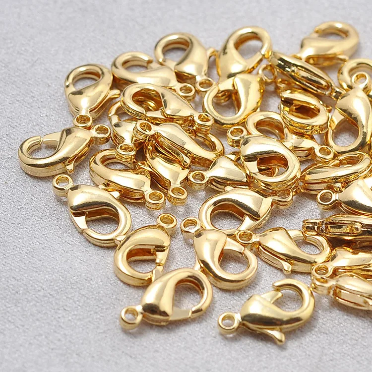 RWJ009 wholesale10/12/15mm Gold Color Lobster Clasps Hooks For Necklace Bracelet Chain DIY Jewelry 100PCS/LOT