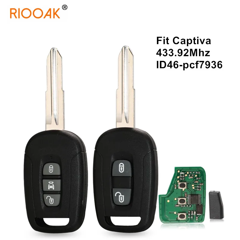 

2/3 Buttons 433Mhz Car Remote Key Control Auto Keyless Fob with ID46 pcf7936 Chip for Chevrolet Captiva Opel Antara