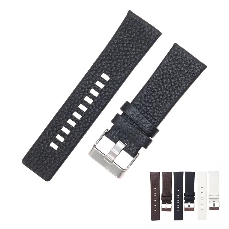 Leather lychee strap for Diesel 20 22 24 26 27 28 30 32mm DZ7313 DZ7322 DZ7257 watch bracelet bands belt Accessories with buckle