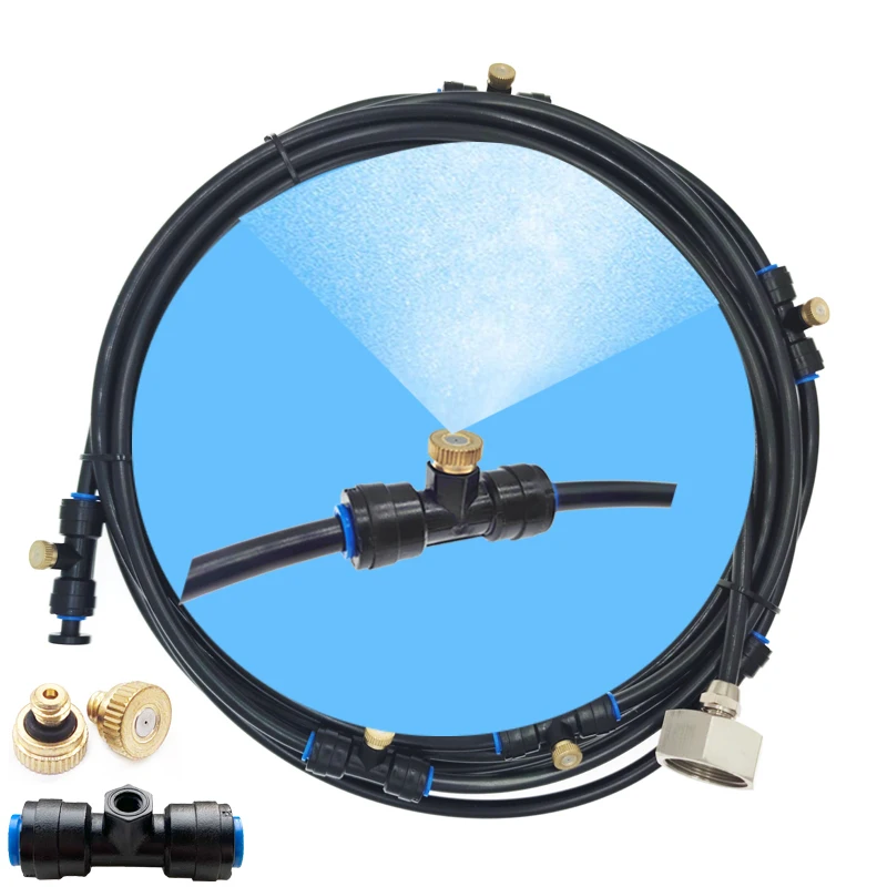 

Misting Cooling System 26FT (8M) Misting Line + 7 Brass Mist Nozzles + Metal Adapter(3/4") Outdoor Mister For Patio Garden