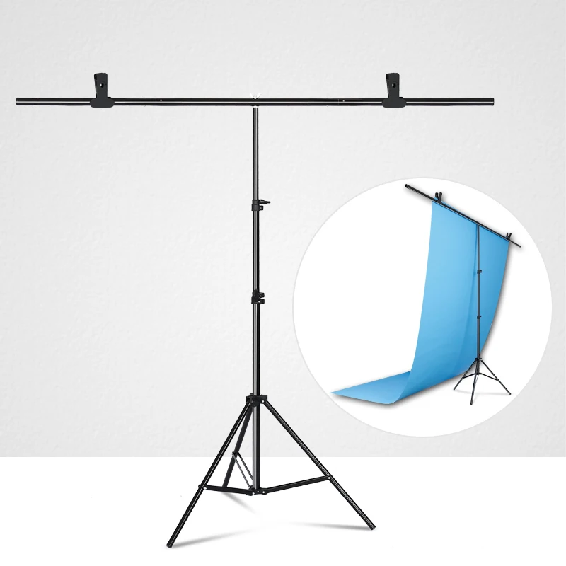 Fondo en forma de T, soporte de fondo para fotografía, sistema de soporte ajustable, estudio fotográfico para fondos de muselina no tejida con Clip