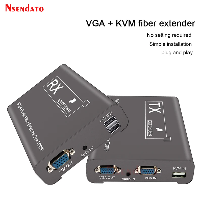 

VGA KVM Fiber Optical Switch Extender 20KM over TCP IP LC SC Fiber USB 2.0 KVM Sharing keyboard mouse Switch For PS4 DVD Monitor