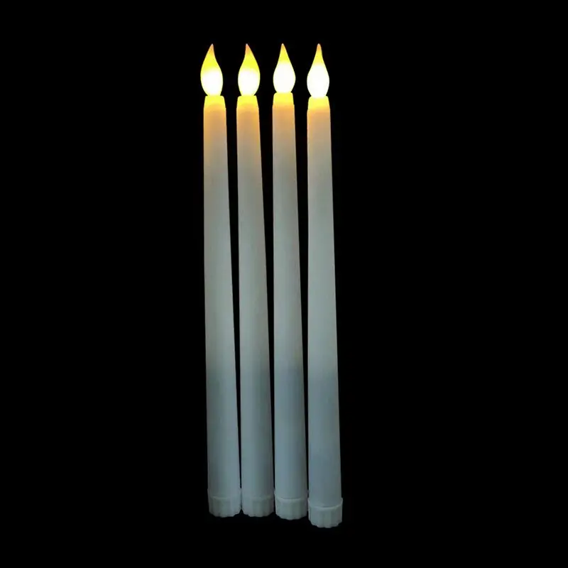 

200pcs 11"Led battery operated flickering flameless Ivory taper candle lamps stick candle wedding table room decor 28cm(H)-Amber