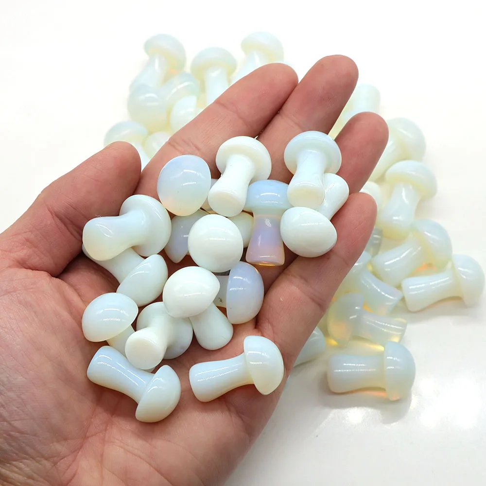 

20 Pcs 1" Mushroom Figurine Natural Opalite Crystals And Stones Healing Energy Home Decoration Reiki Statue Trinket Gem Ornament