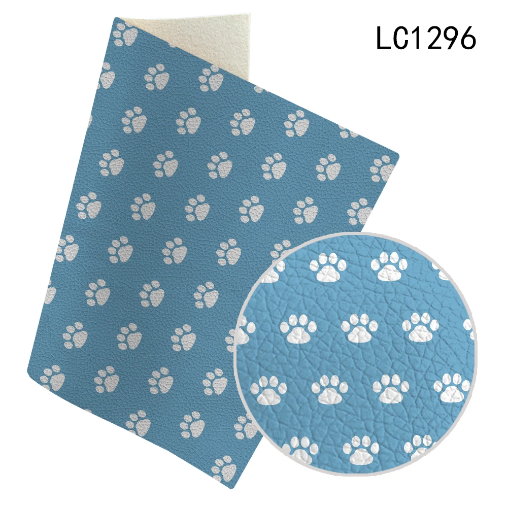 Dog's Tracks Lychee Pattern Printed Faux Leather Sheets for Patchwork DIY Accessories 30X136CM