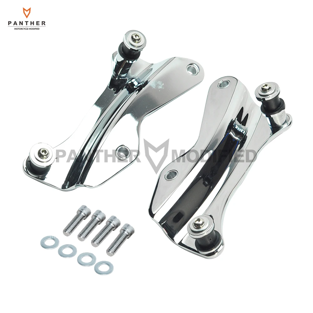 

1 pair Chrome Motorcycle Docking Hardware 4 FOUR POINT case for Harley Road King Street Glide Harley Touring 2014 2015 2016