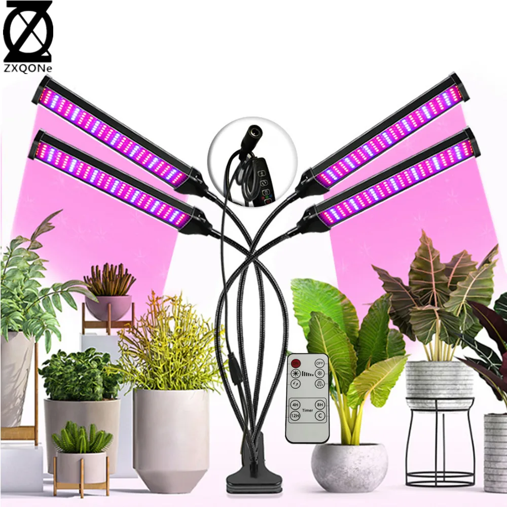 LED Grow Lamp with Wireless Timing Dimming Shelf, Indoor Hydroponic Seedlings Flower, Phyto Lamp, 660NM + 460NM, 1, 2, 3, 4