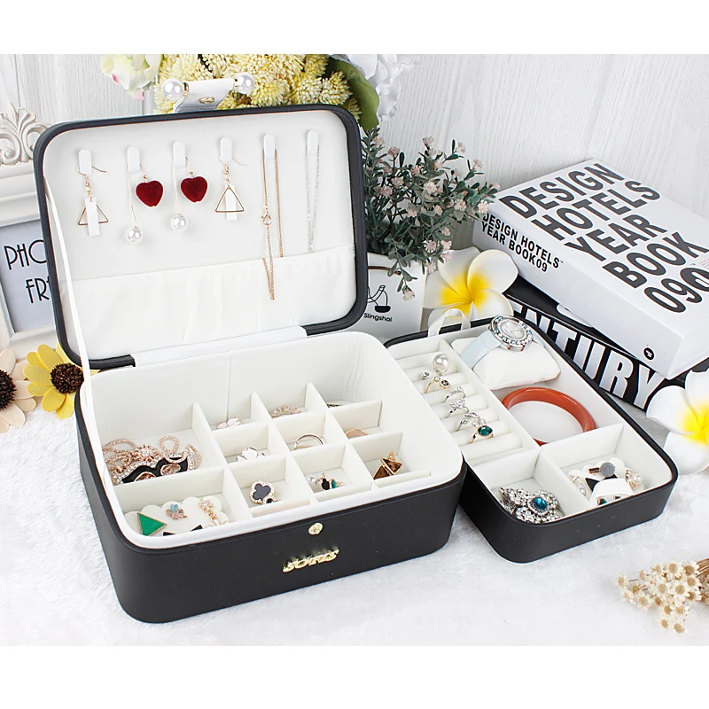 Jewelry Hand Box Korean Simple Pearl Box and Portable Mirror Combination Multi-function Portable Case for Jewelry Gift Box