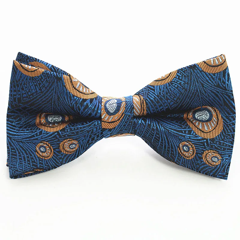 GUSLESON Fashion Silk Peacock Bow Tie Red Blue Green Bowknot for Men Wedding Business Formal Leisure Gift Bowtie