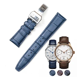 PESNO Genuine Calf Skin Leather Black Brown Dark Blue Watch Band Men Watch Accessories 20mm 22mm compatible for IWC Portuguese