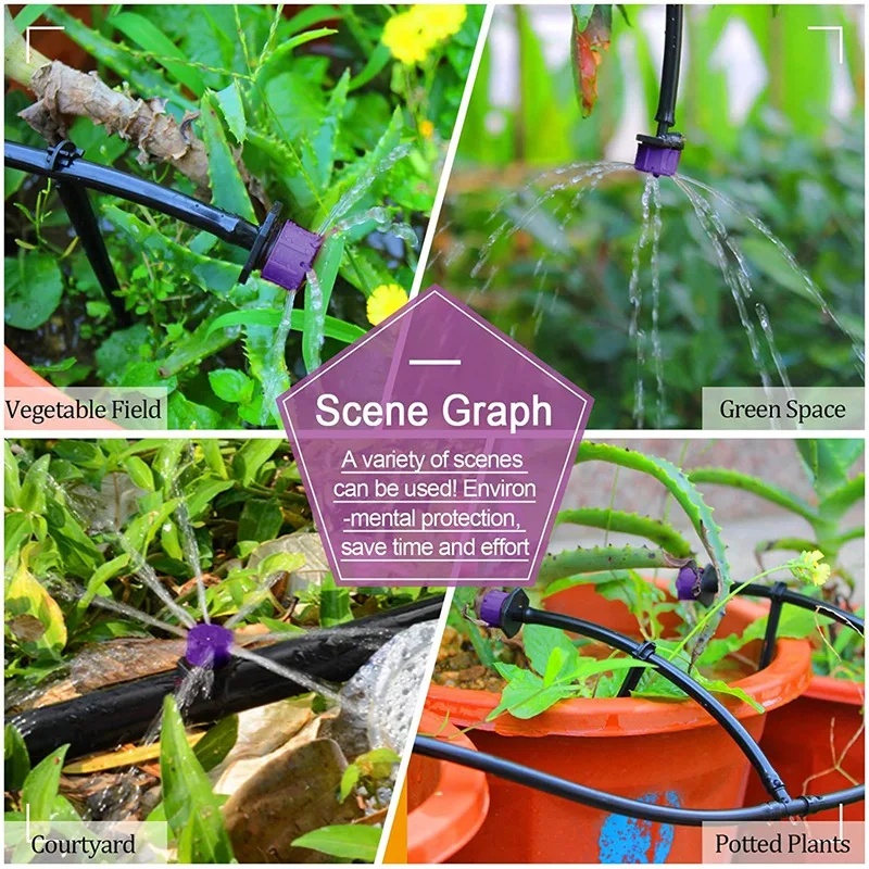 

200Pcs Adjustable Micro-Type Drip Irrigation System Watering Sprinklers Anti-Clogging Emitter Dripper Supplies 1/4Inch