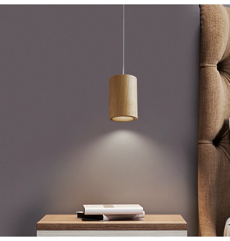 Northern Europe Wooden Pendant Lamp Simple Modern Creative Personality Restaurant Lamps Black Solid Wood Bar Small Light