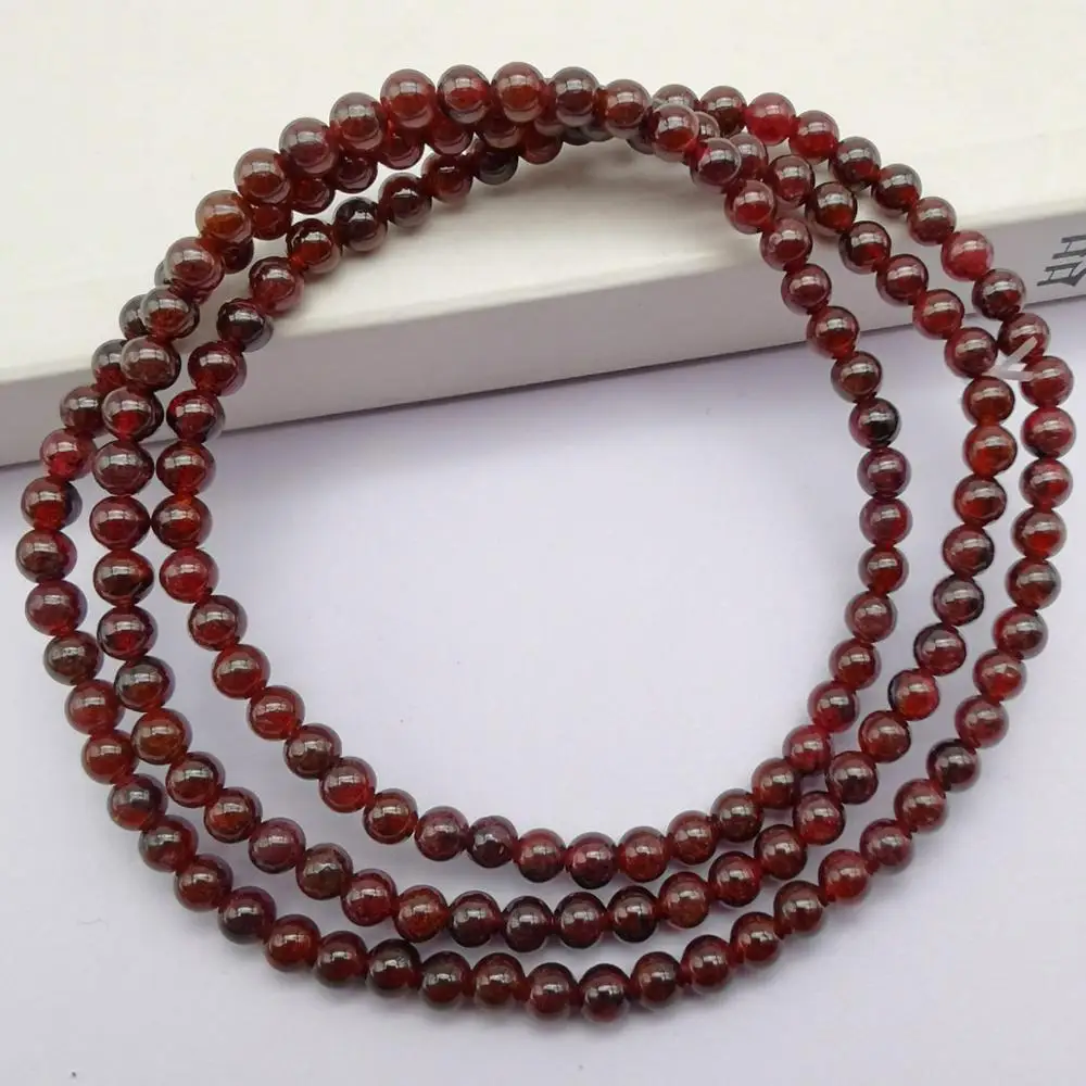4MM Garnet Beads Bracelet Bangle Necklace Stretch 22 Inch Jewelry For Woman Gift G753