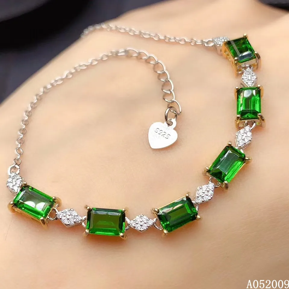 

KJJEAXCMY fine jewelry 925 sterling silver inlaid natural diopside bracelet lovely girl hand bracelet support testing