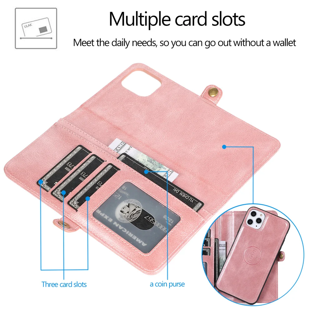 Magnetic Flip Leather Case For iPhone 15 Pro Max 14 Plus 13 12 11 X XS XR SE 2022 8 7 6 Wallet Card Detachable Phone Cover