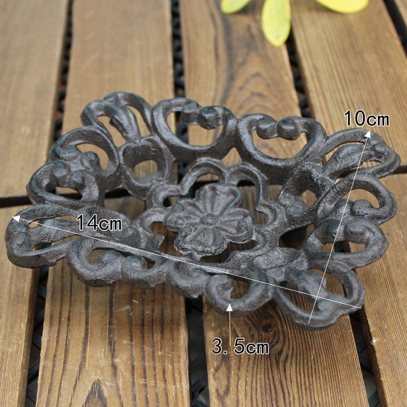 Vintage Rectangle Cast Iron Soap Holder With Hollow Flower Pattern Farm House Accents Handmade Home Garden Tabletop Decor Dish