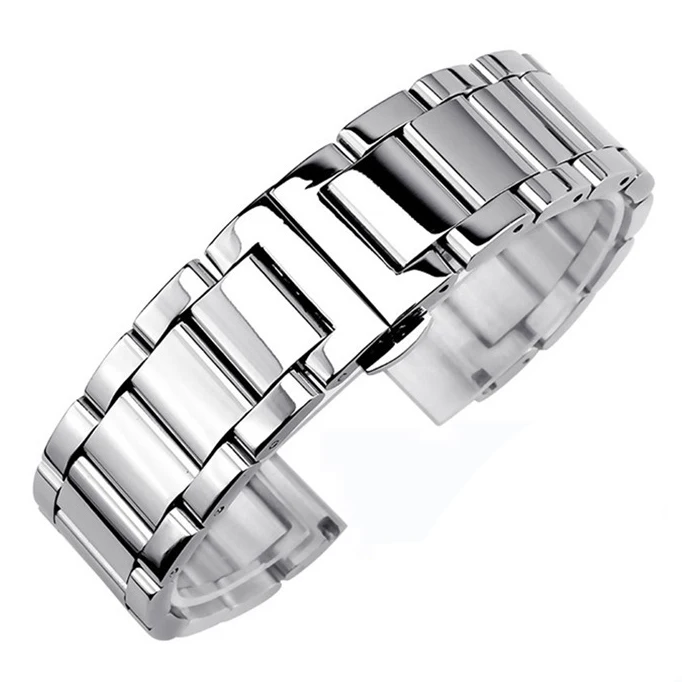 Solid Stainless Steel Watchband 18mm 20mm 22mm 24mm Deployment Butterfly Buckle Men Metal Replacement Bracelet Watch Band Strap