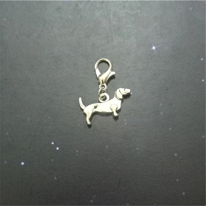 3 Pcs Antique Silver Color Dachshund Clip on Charm Perfect for Necklace and Bracelets Pendant Charm Dropshipping