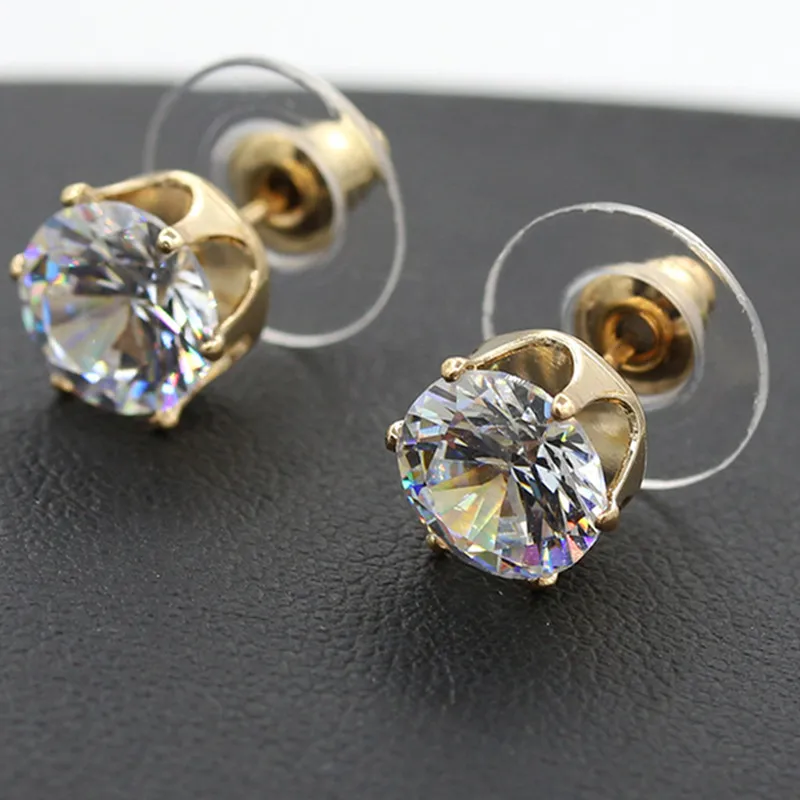 Korean Version Of The New Fashion And Popular Crown Bottom Crystal Zircon Earrings Female Student Ear Jewelry Couple Gifts