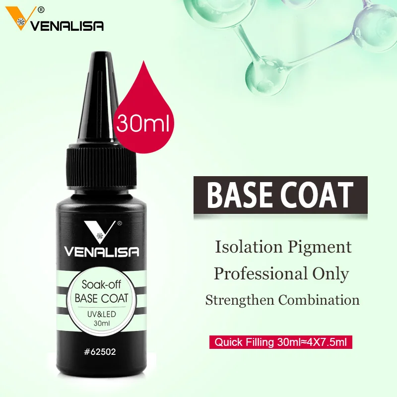 VENALISA 30ml NoWipe Top Coat Bright Long Lasting Topcoat Matt Base Coat Nail Salon Soak off UV LED Color Nail Gel Polish