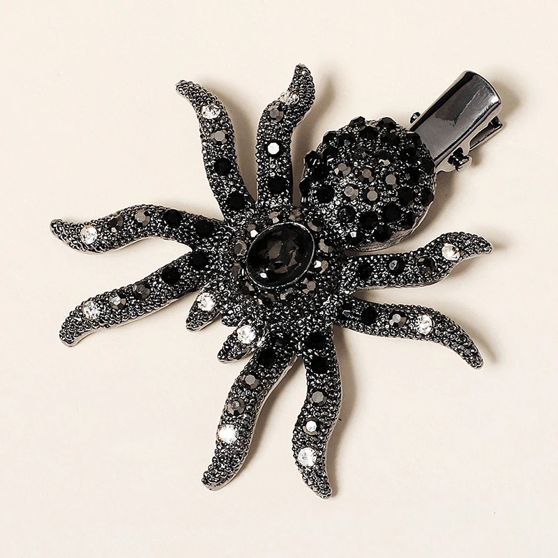 Halloween Spider Hair Clips for Women Girls Bangs Hair Pins Rhinestone Barrettes Halloween Fashion Girls Hair Accessories ML