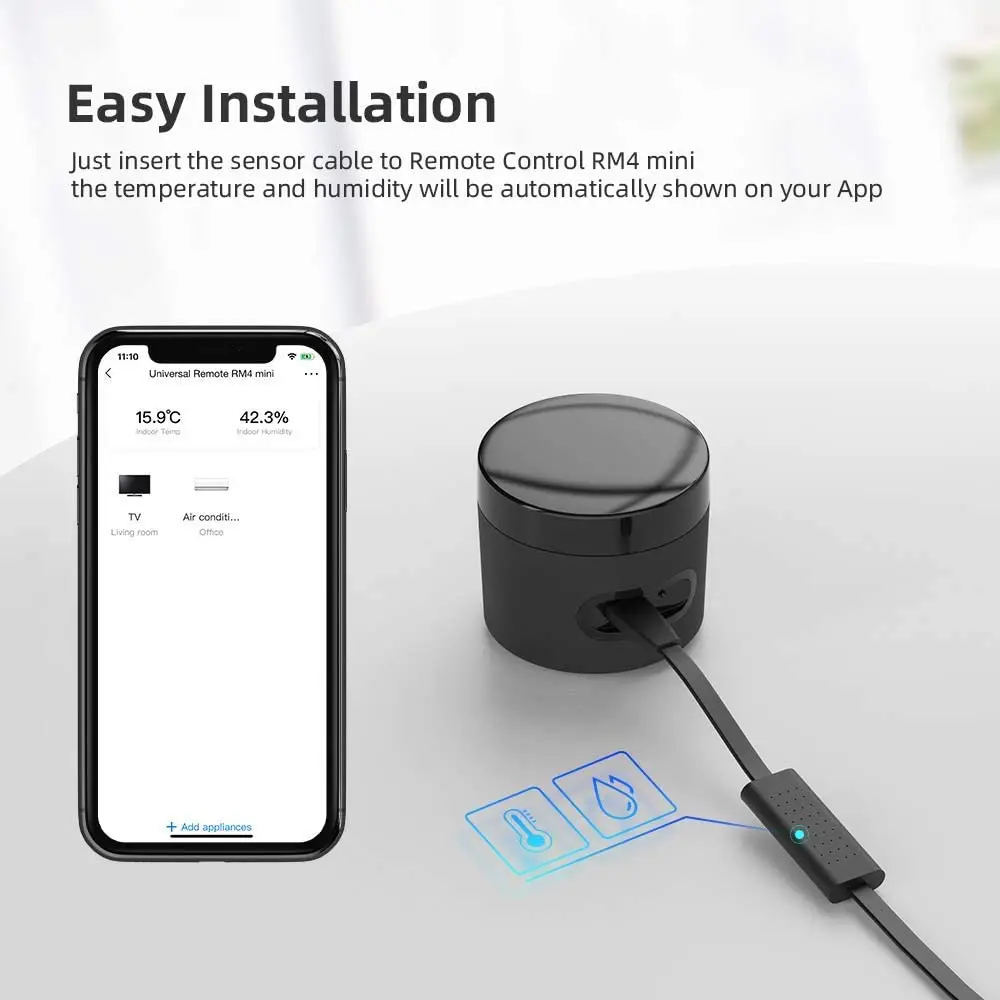 Broadlink rm4 pro ir wifi rf interruptor de controle remoto universal rm 4mini controlador inteligente hts2 sensor funciona com alexa google casa