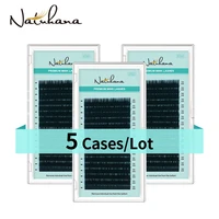 NATUHANA 5 casos/lote 16 filas extensión de pestañas Premium mate negro Individual visón Natural suave pestañas postizas maquillaje Cilios
