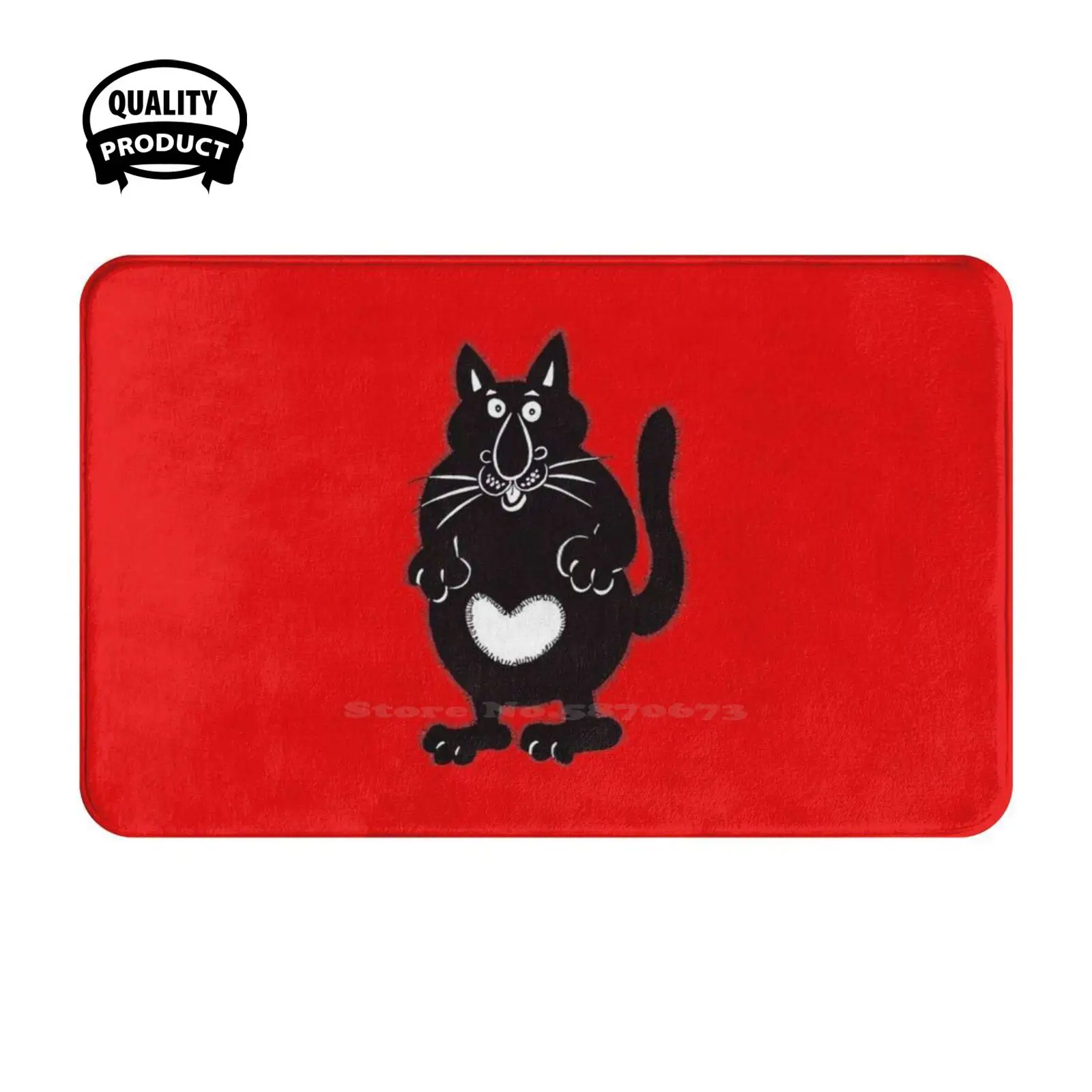 Blackcat Soft Cushion Home Carpet Door Mat Car Rug Cats Black Animals Nosey Cuprum Humour Funny Cartoon Comic Fineliner Brush