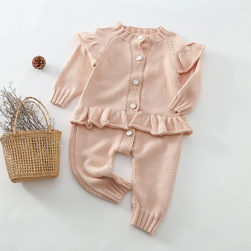 MILANCEL Spring New Baby Clothes Knitting Romper Lace Jumpsuit Girls Outfits Korean Newborn Overalls Baby Girls Clothes