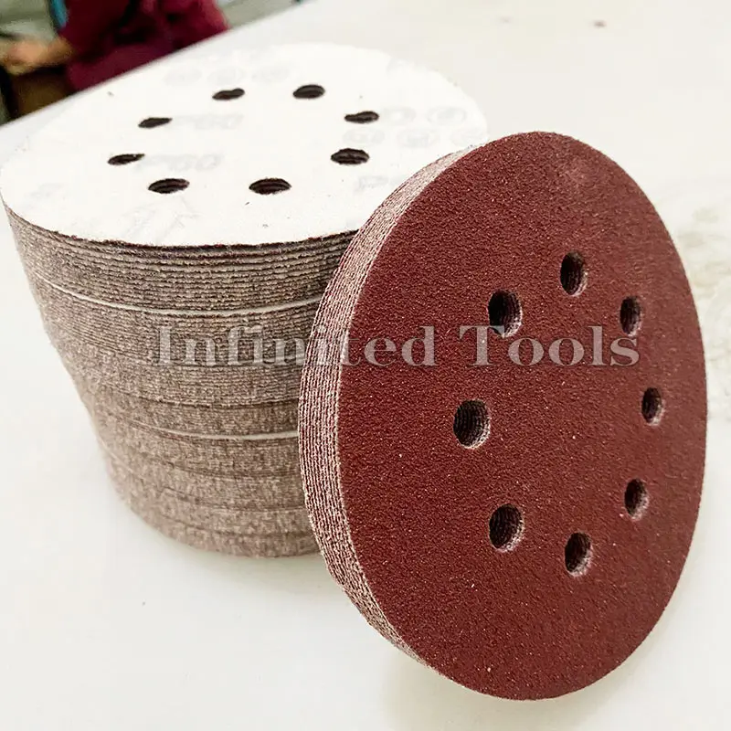 10pcs 125mm Sanding Discs 8 Hole Hook Loop Sandpaper 40Grit-3000Grit Sanding Paper Sanding Disc Abrasive Polishing Tools