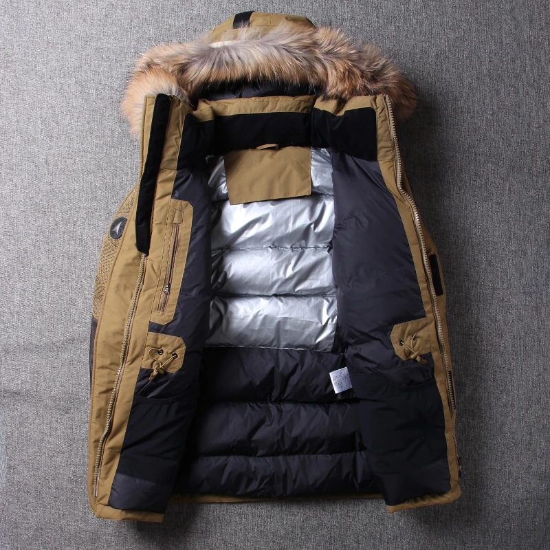 2023 Down Boolili Jacket Men Winter Thick Warm 70% White Duck Down Hooded Big Fur Collar Man Down Coat Fashion Men Parkas