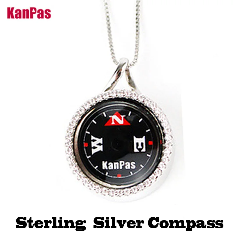 KANPAS 925 sterling silver with Rhodium plated compass pandent/ Handmade compass necklace present/ durable compass gift /S-14