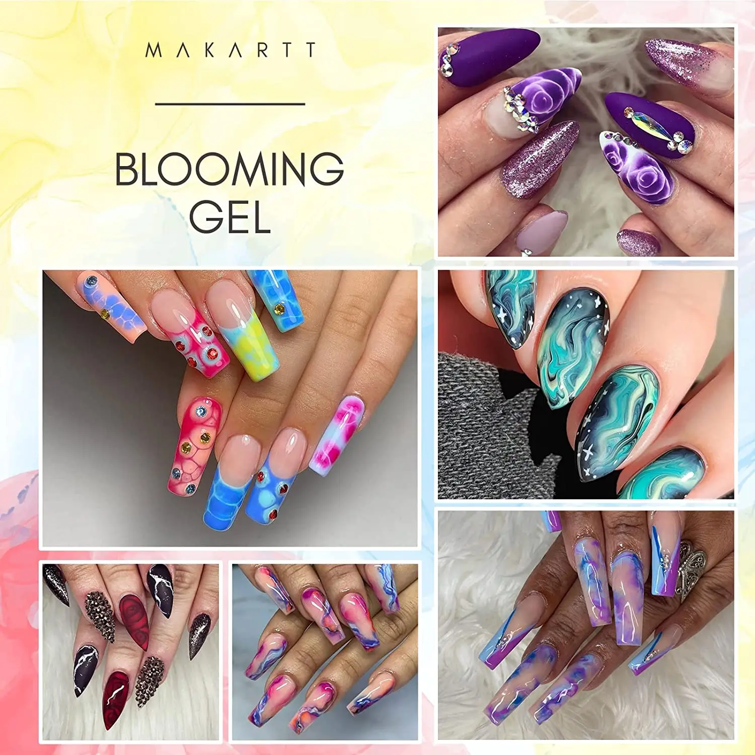 Makartt  Clear Blooming Gel, 15ml Soak Off Nail Lamp Gel Nail Polish Glossy Finish Long Lasting for Home Nail DIY Manicure