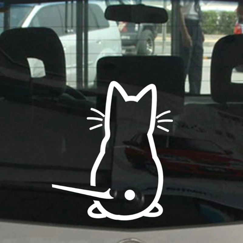 1PC Cute Kitty Cat Car Windshield Wiper Vinyl Art Sticker Decor Lovely Animal Cat Mural Art Decal for Car Window Decoration