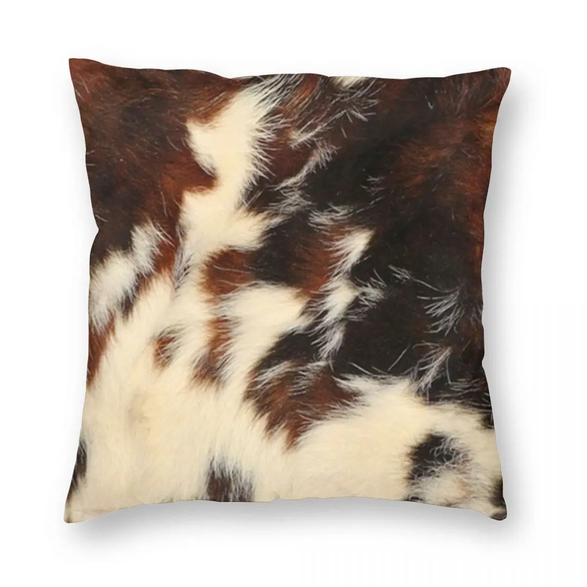 Brown Cowskin Fur Hide Pillow Pillowcase Polyester Linen Velvet Pattern Zip Decor Pillow Case Room Cushion Cover