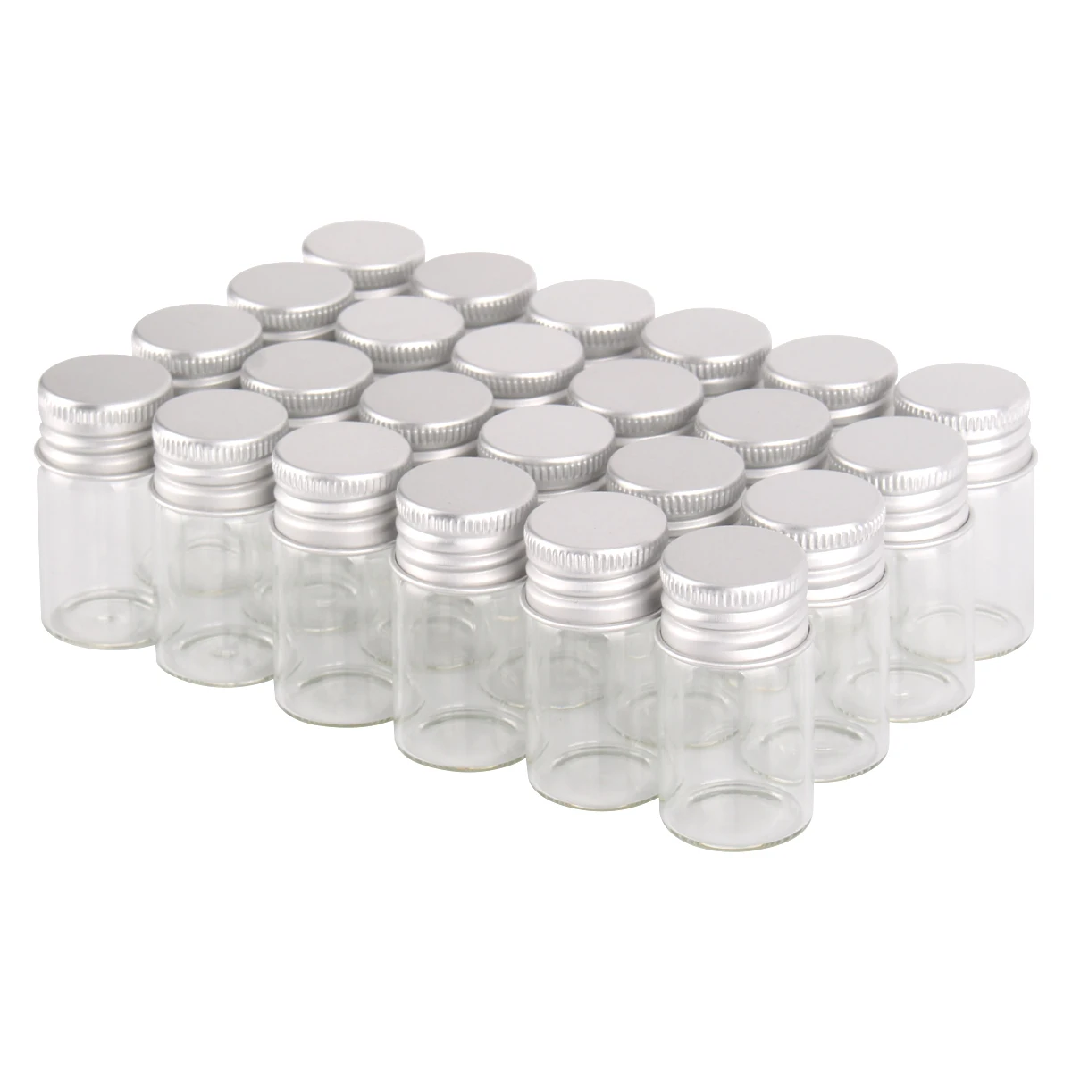 24 pieces 22*40mm 7ml Glass Bottles with Aluminium Lids Small Mini Glass Wishing Spice Jars Vials for Wedding Favors