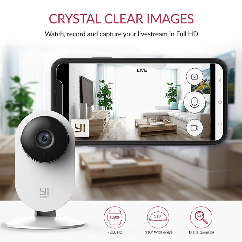 YI 1080P Home Camera IP Smart 2-Way Audio Wifi Cam with Montion Detection Surveillance Security Protection Video Recording