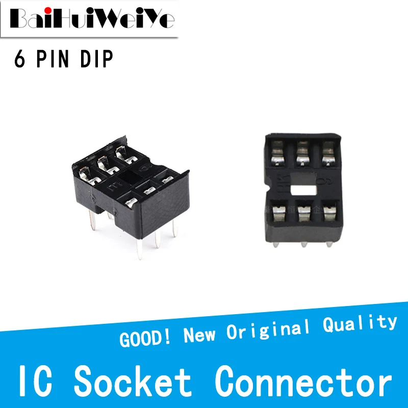 10PCS/LOT DIP6 6PIN 6P DIP SIP IC Socket Sockets Adaptor Solder Type IC Socket Type 2.54MM