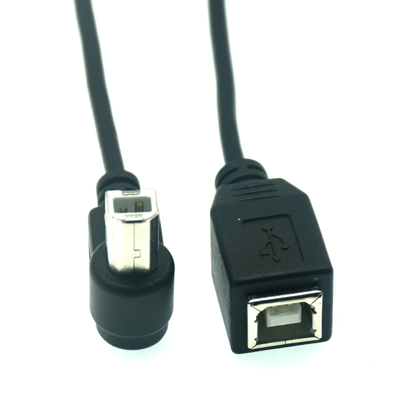 USB 2.0 B Female to Type-B Male 90 Degree Right Angle Printer Short Extension Cable 20cm for Printer Scanner Mobile HDD and More
