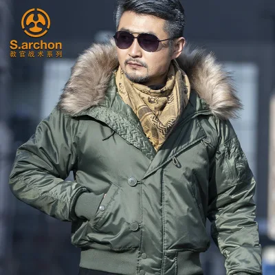 Mens Winter N2B puffer jacket men canada coat military fur hood warm trench camouflage tactical bomber army korean parka