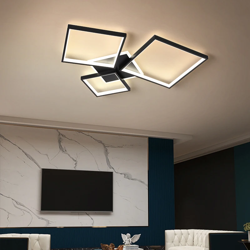 Plafonnier LED carré en métal au design minimaliste moderne, luminaire décoratif d'intérieur, idéal pour un salon, une chambre à coucher ou une cuisine