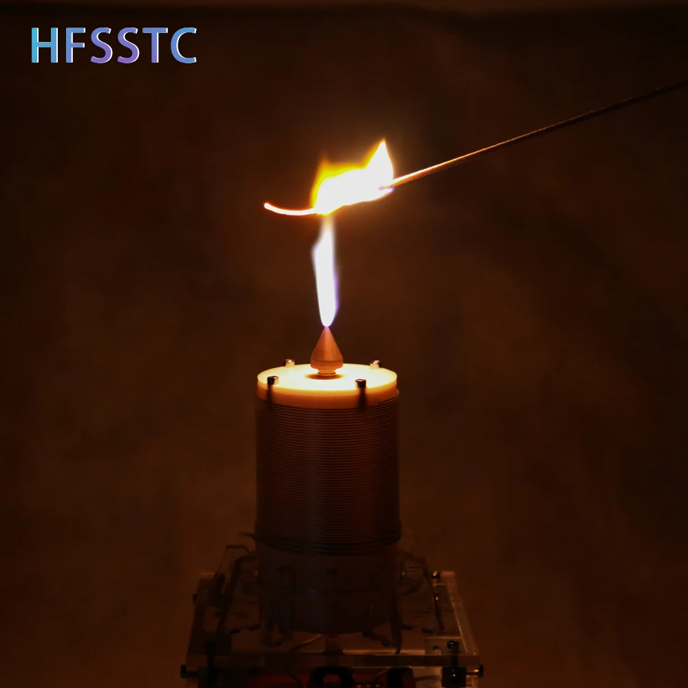 A música sadia do plasma do passo alto rf tesla bobina velas eletrônicas soam brinquedos bonitos da alto-tecnologia