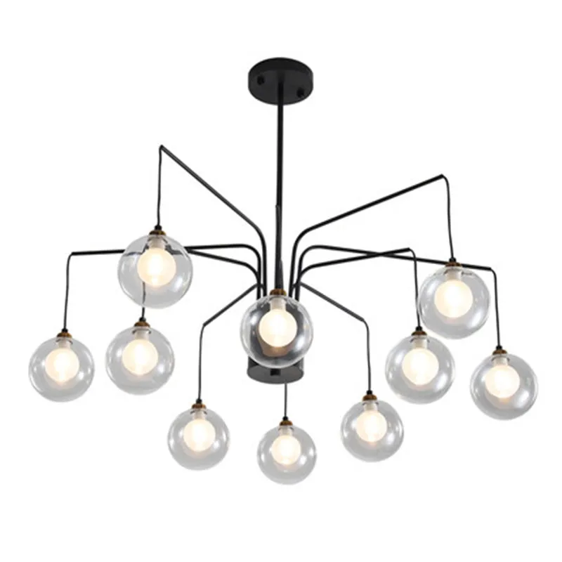 Retro loft industrial Chandelier Glass Ball Hanging Lighting/lamp For Living Room Nordic Suspension Chandelier Lighting