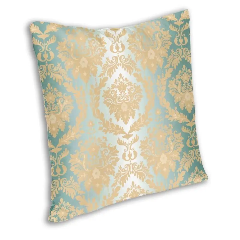 Elegant Gold Floral Damask Cushion Cover Sofa Living Room Pillowcover Bohemian Flowers Texture Square Throw Pillow Case 45x45cm